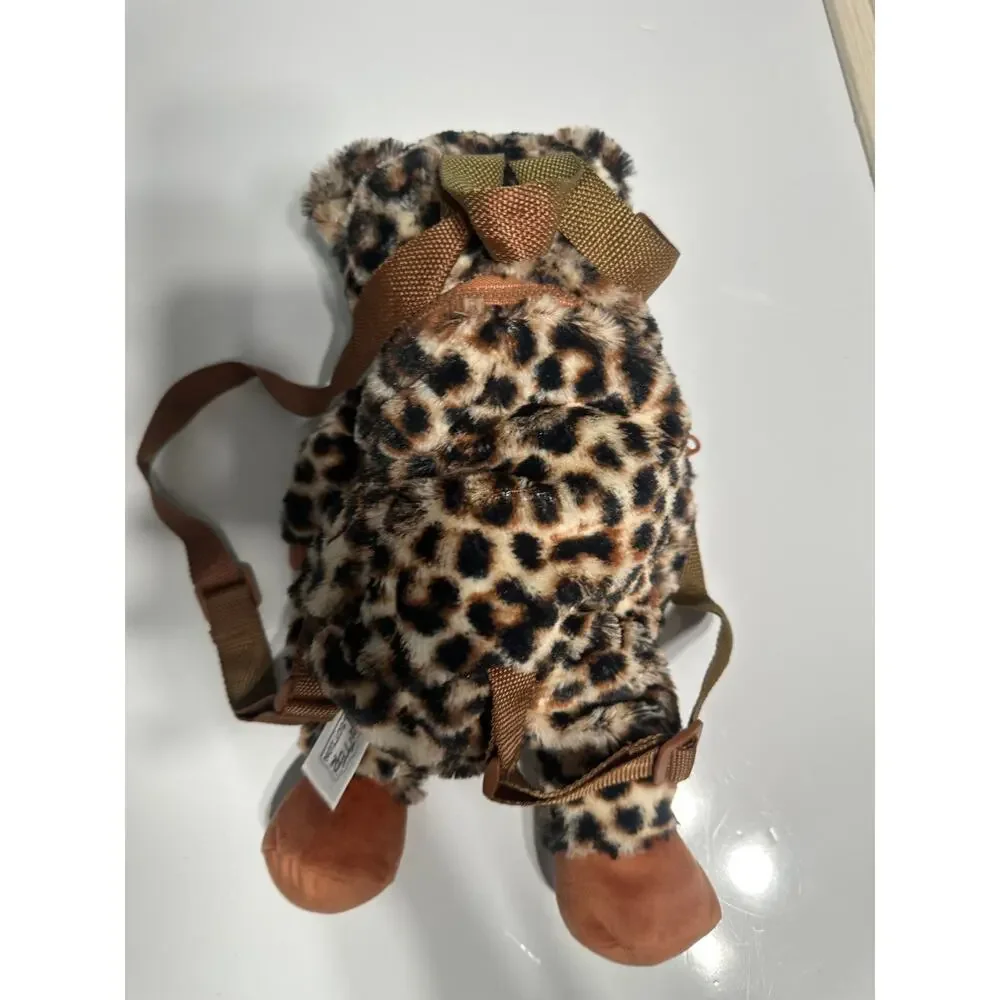 Critterz Couture Leopard Plush Backpack Brown Spotted Pre-Owned